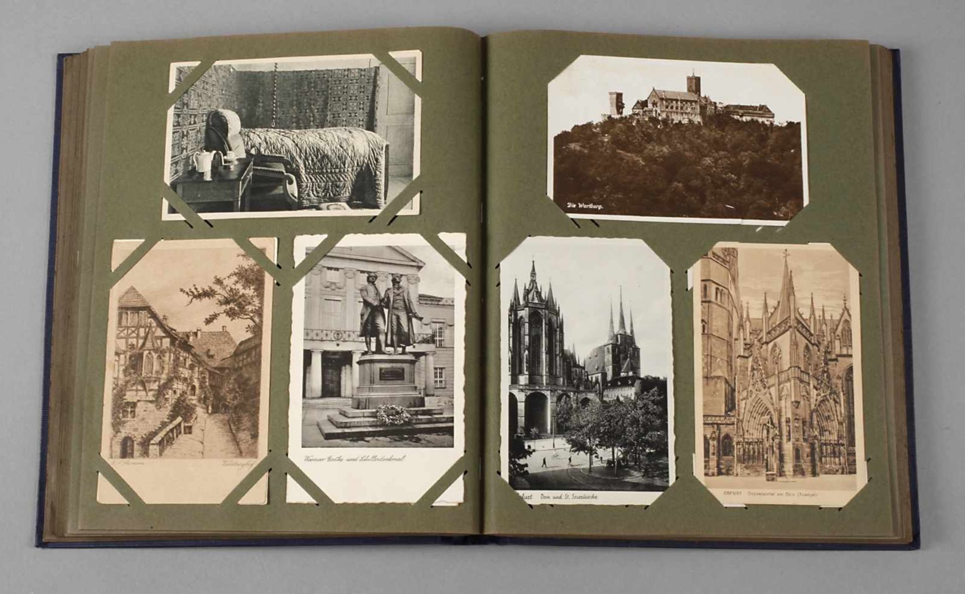 Ansichtskartenalbum Thüringenvor 1945, ca. 190 vorwiegend topographische Ansichtskarten,