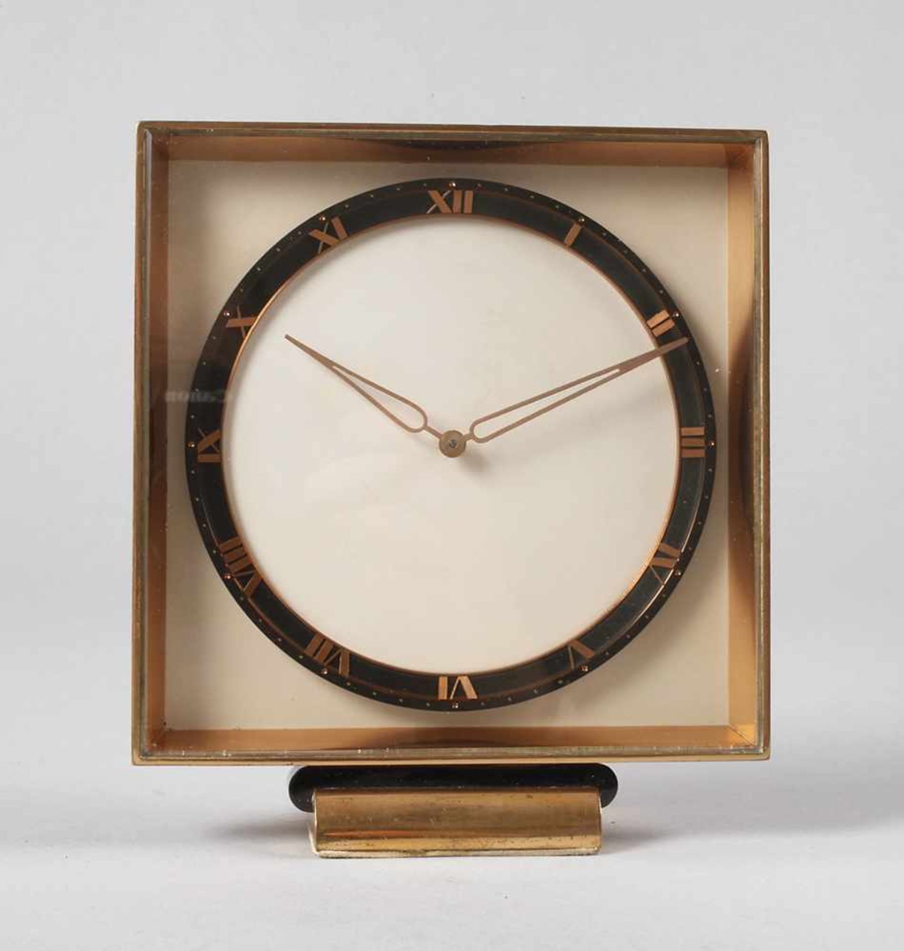 Tischuhr Art décoSchweiz, 1930er Jahre, rs. gemarkt Angelus Watch & Co., Gehäuse aus