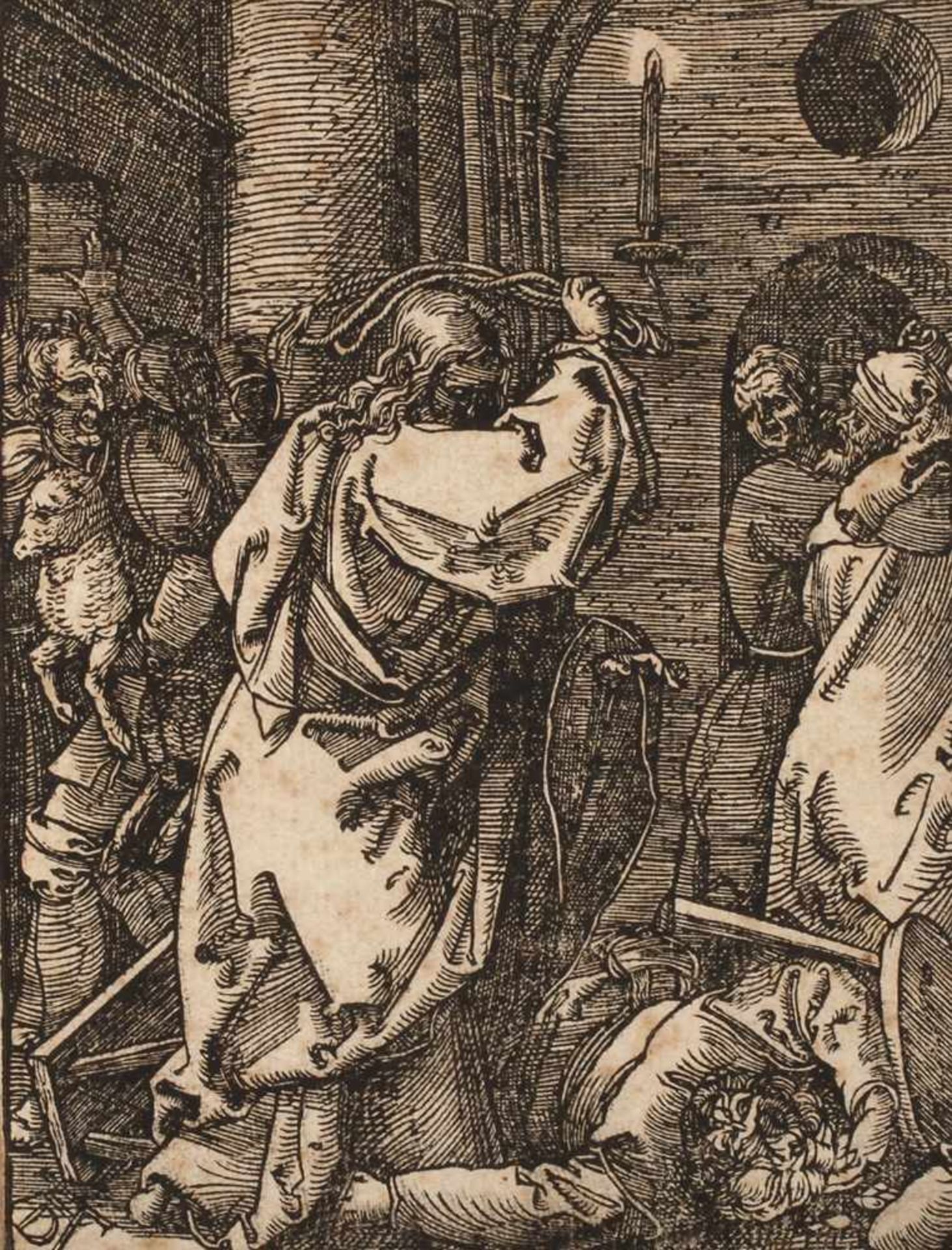 Albrecht Dürer, Blatt aus der kleinen PassionBlatt 7, „Die Vertreibung der Händler aus dem