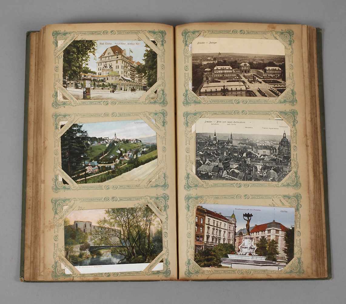 Ansichtskartenalbumvor 1945, ca. 200 vorwiegend topographische Ansichtskarten, teilweise farbig
