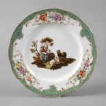 Meissen Wandteller Marcolinizeitunterglasurblaue Schwertermarke 1774-1815, ein Schleifstrich,