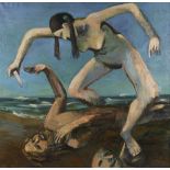 Lothar Gemmel, "Paar am Meer"dramatische Szene eines seiner "Masken" entledigten kämpfenden
