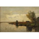 Willem Johannes Weissenbruch, Morgen am Kanalgemächlich dahin fließender Kanal mit einigen am Ufer