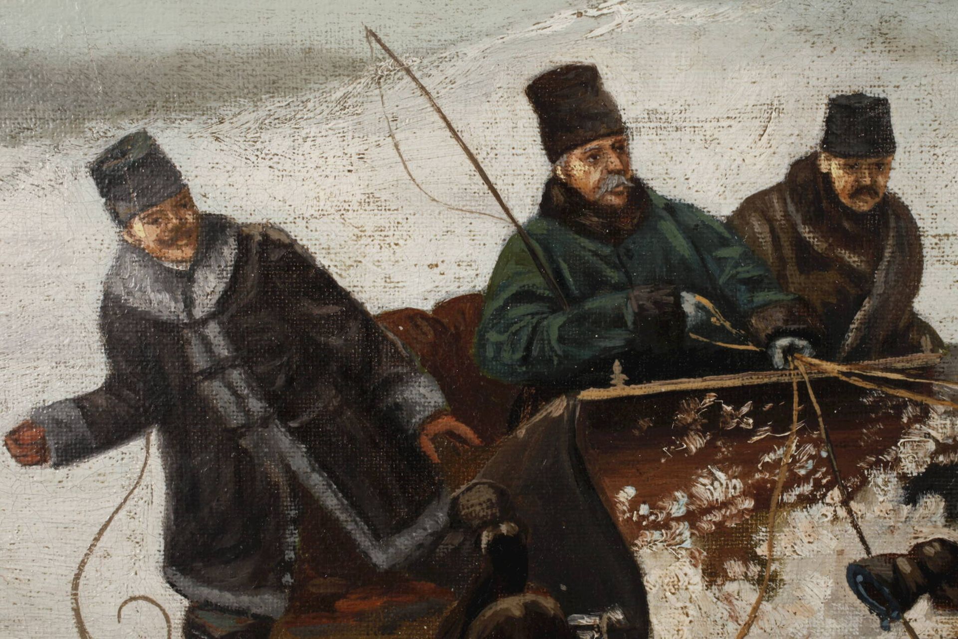 Rudolf Rybniček, Der Unfallim Eis einbrechende Troika in winterlicher Landschaft, teils leicht - Bild 4 aus 6