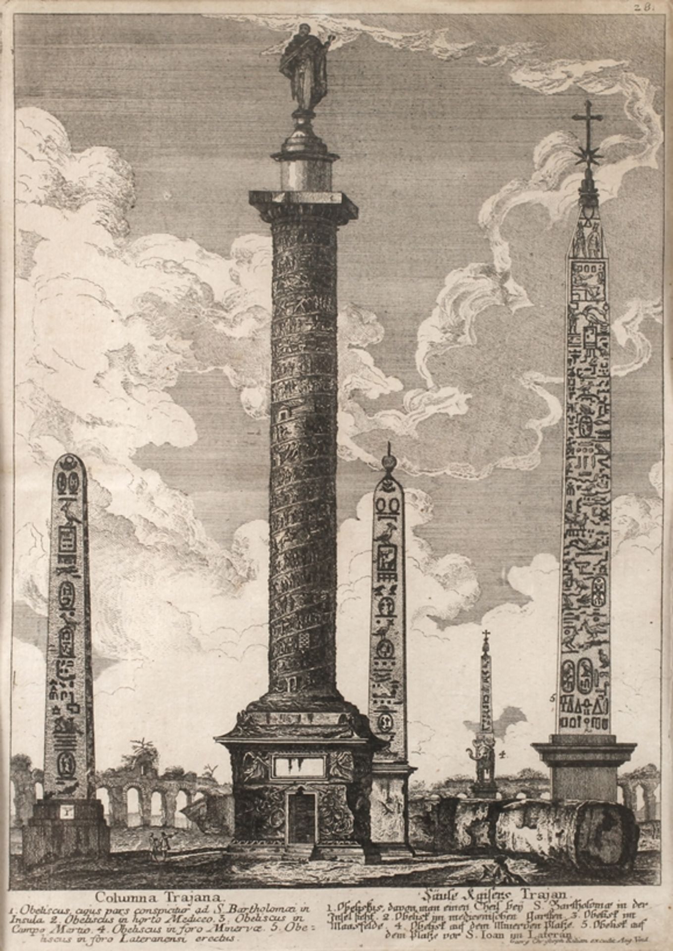 Georg Christoph Kilian, Die Trajanssäule in RomDarstellung der Trajanssäule, neben weiterer Säulen