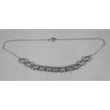 Collier WMF Myra um 1930, Metall vernickelt, Mittelteil mit elf mattierten Glaskugeln,