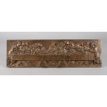Reliefbildplatte Abendmahl1. Hälfte 20. Jh., unsigniert, Bronze hellbraun patiniert, Darstellung