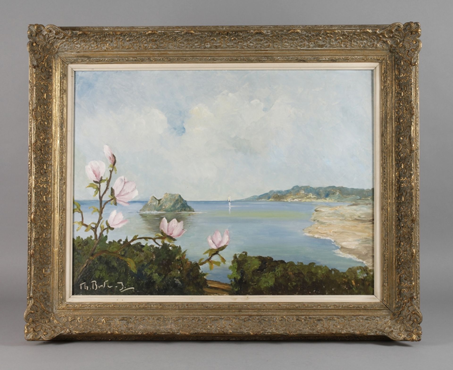 Impressionistischer Goldstuckrahmenum 1910, reich verziert mit Rollwerk und Floralismen,