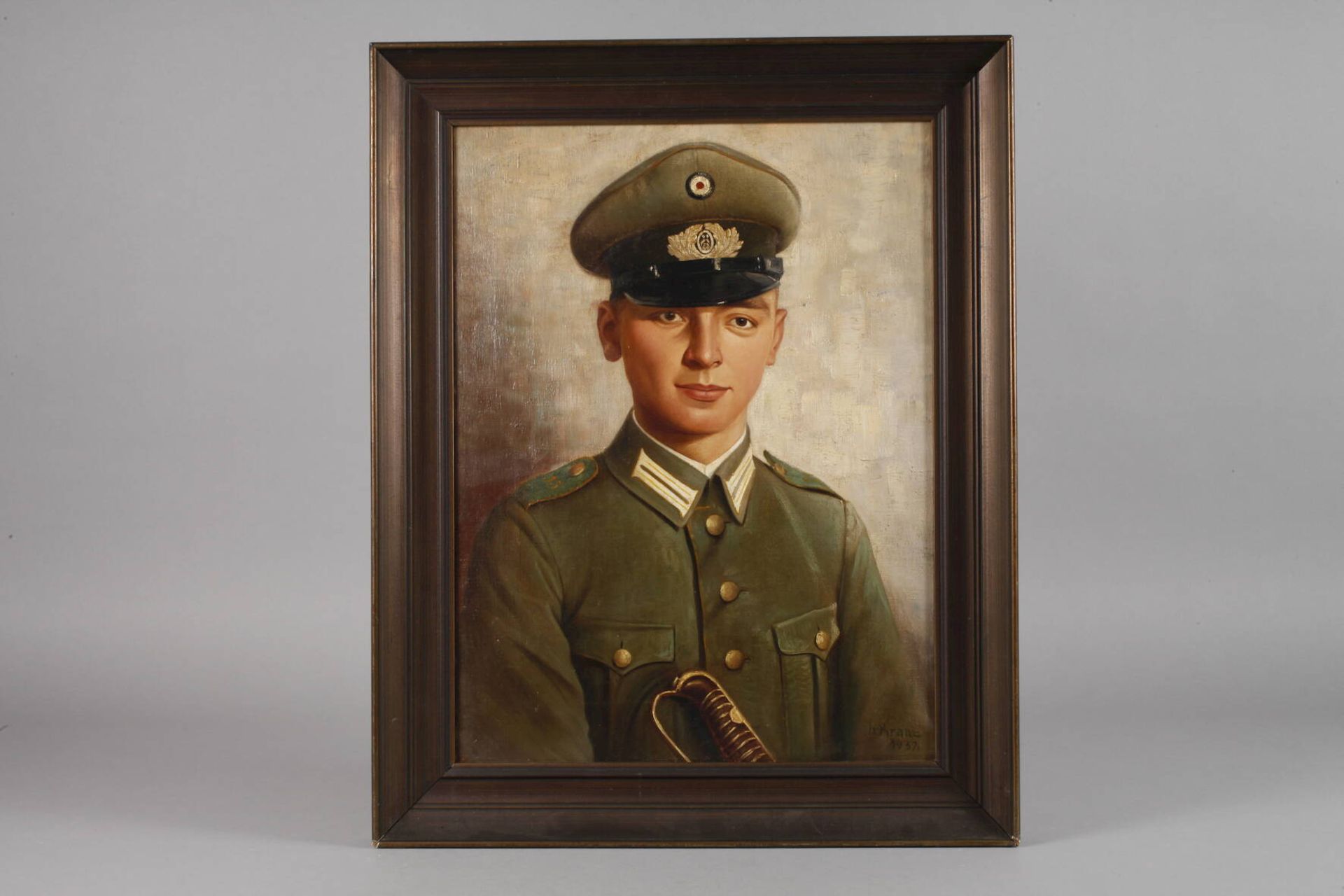 H. Krane, SoldatenportraitBrustbildnis eines jungen Mannes des 15. Regiments (wohl 15. Infantrie- - Bild 2 aus 5