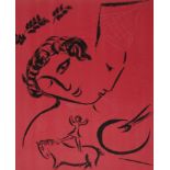 Marc Chagall, FrauenkopfKomposition aus Frauenkopf, Artist auf Pferd und Zweig, Farblithographie, um