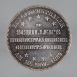 Gedenktaler Frankfurt 1859 SchillerGedenktaler zu Schillers hundertjähriger Geburtsfeier am 10. Nov.