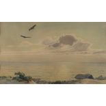 Karl Ewald Olszewski, "Kreisende Seeadler"Blick von den Dünen auf das offene Meer, mit einem Paar