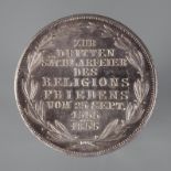 Gulden Frankfurt 1855zur dritten Säkularfeier des Religionsfriedens vom 25. Sept. 1555, Randschrift: