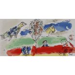 Marc Chagall, "le fleuve vert"„Der grüne Strom“, für den Künstler typische Komposition aus Figur,