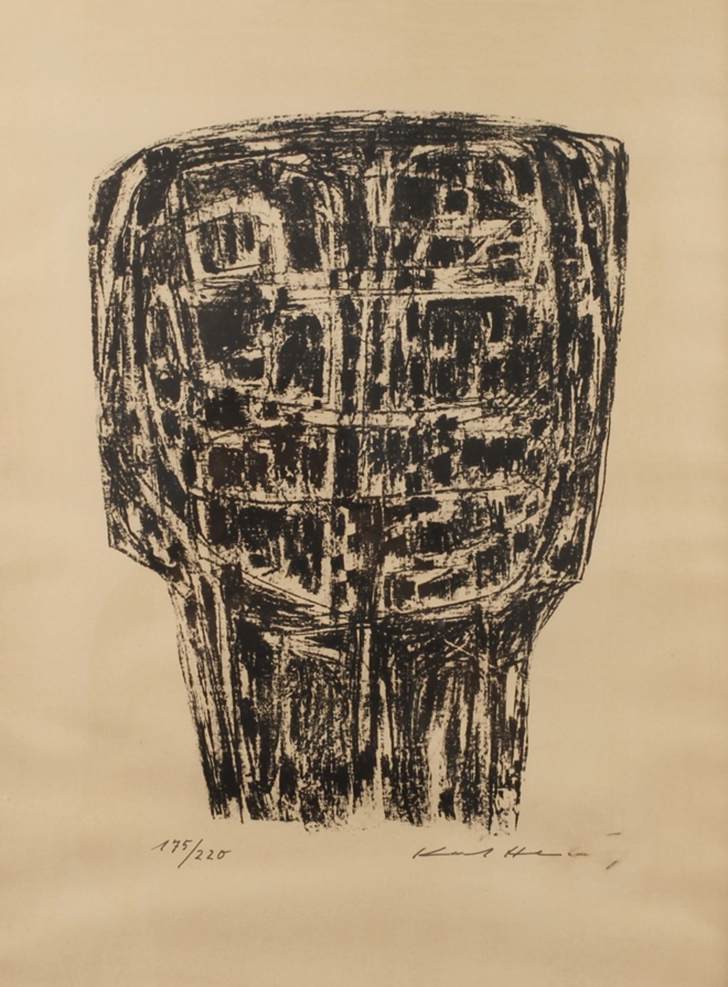 Prof. Karl Hartung, "Kopf"stark abstrahierte Darstellung eines Kopfes, Lithographie, um 1950,