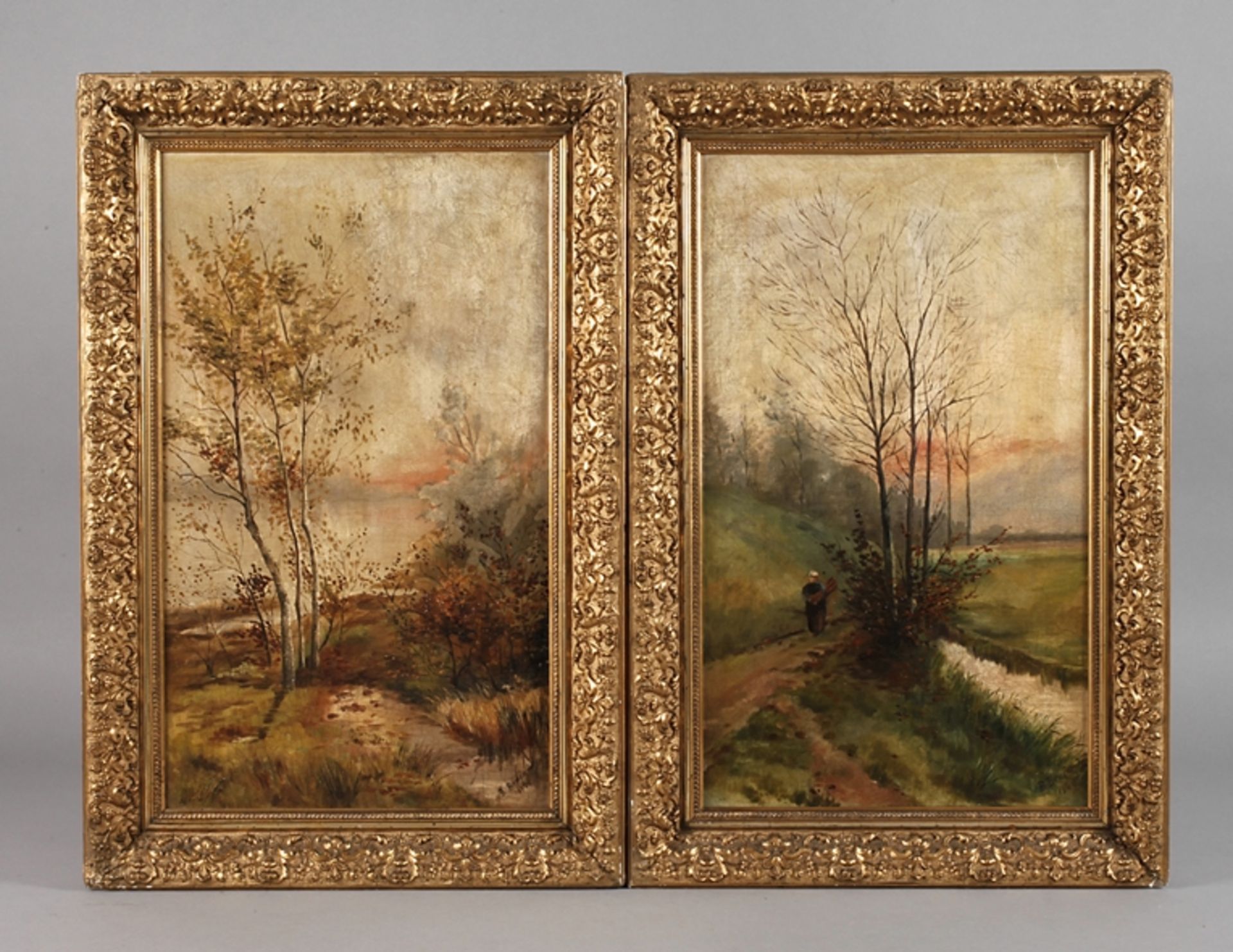 B. Benjamin, Paar impressionistische Landschaftensommerliche und winterliche Landschaften mit