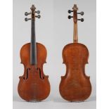Violine1920er Jahre, ohne Zettel, ungeteilter, gleichmäßig geflammter Boden in haselnussbraunem