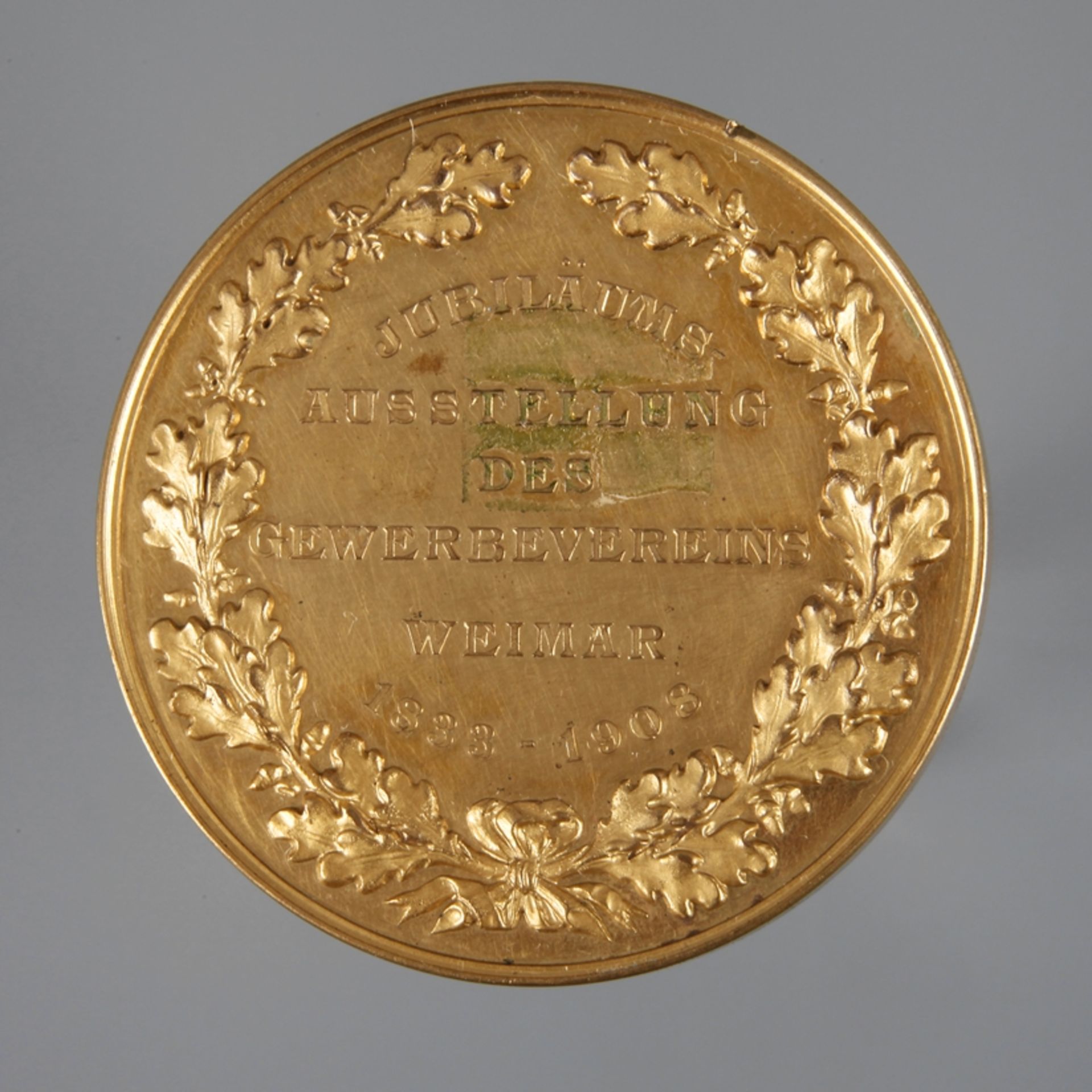 Medaille Gewerbeverein Weimar 1908Jubiläums-Ausstellung des Gewerbevereins Weimar 1833-1908,
