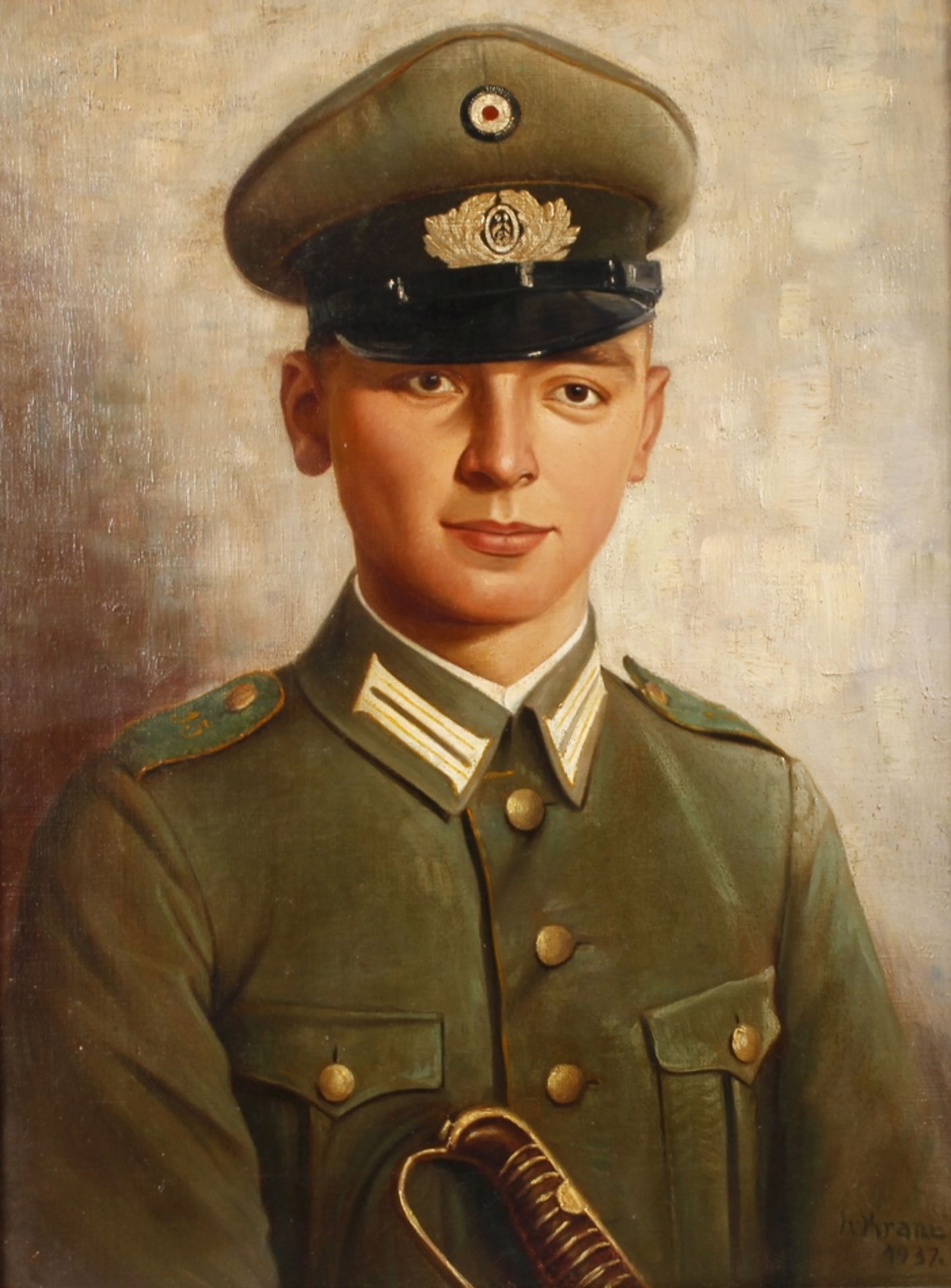 H. Krane, SoldatenportraitBrustbildnis eines jungen Mannes des 15. Regiments (wohl 15. Infantrie-