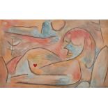 nach Paul Klee, Winterschlaf"Sommeil d'hiver", ruhende Frau in karger Landschaft, erschienen in