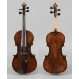 Violineinnen auf Klebezettel bezeichnet Josef Klotz anno 1795, geteilter, leicht geflammter Boden in