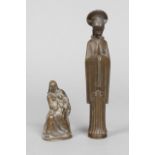 Paar Heiligenfiguren20. Jh., betende Madonna, Ligaturmonogramm GB , Bronze dunkel patiniert,