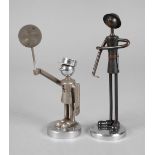 Zwei Figuren in Bauhaus-Manierum 1930, gestempelt "MZPŠL" und Z in einer Spirale, Edelstahl und