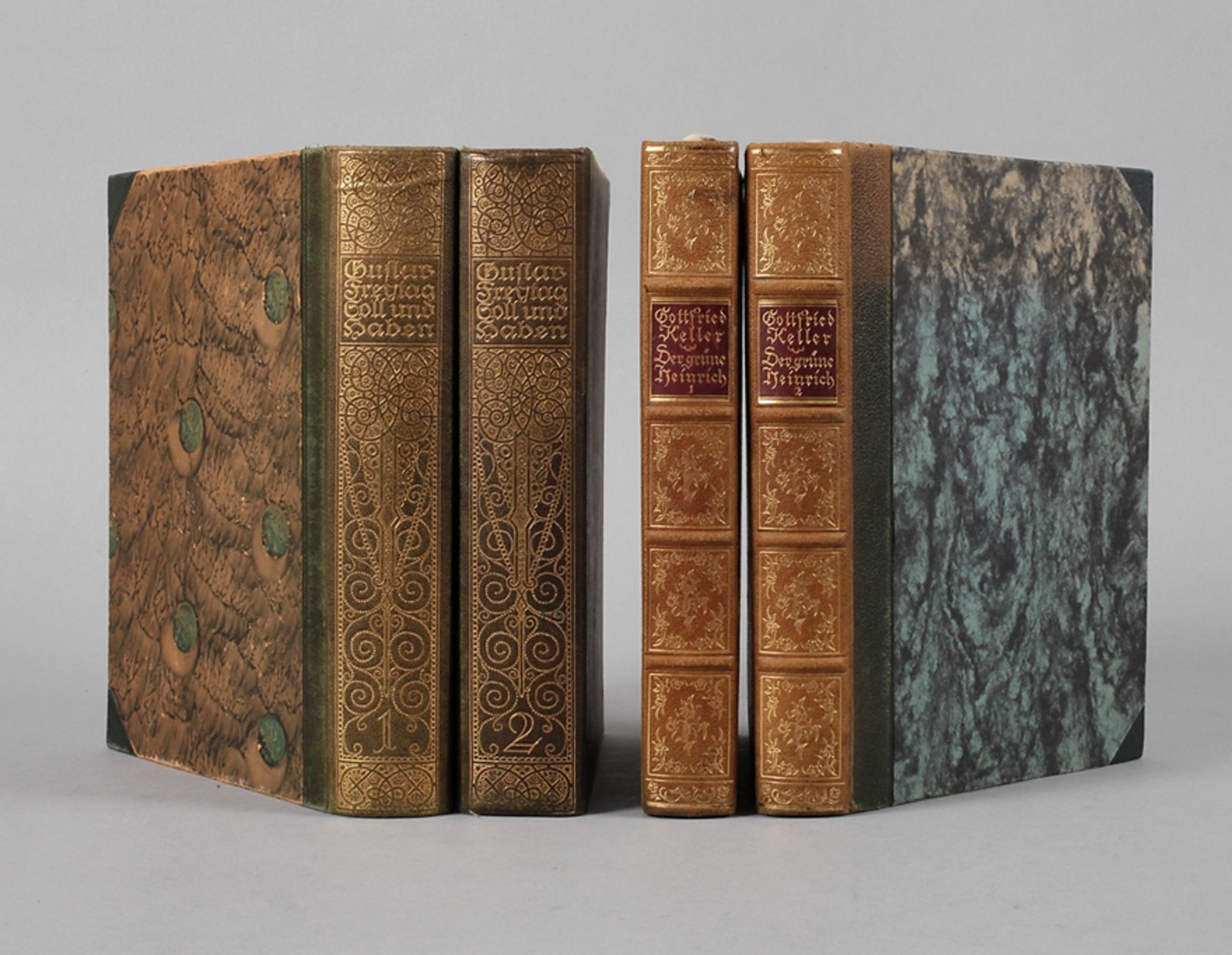Zwei Paar Bände mit Illustrationen von Otto H. EngelGottfried Keller, Der grüne Heinrich, 2 Bde.,