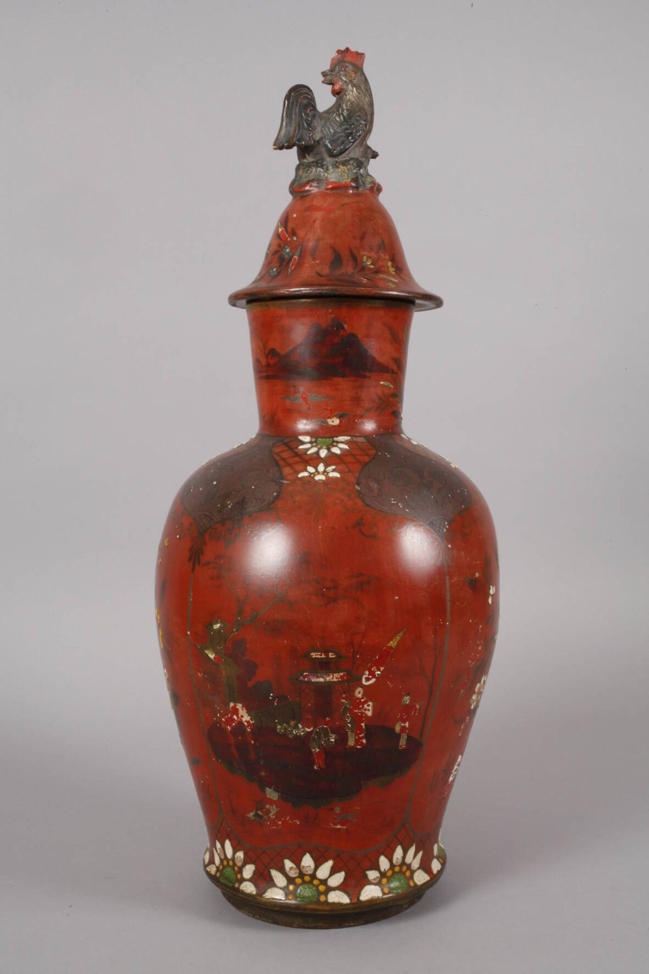 Große Berliner Lackvase mit Chinoiserien1. Hälfte 19. Jh., ungemarkt, cremefarbener Scherben mit - Image 4 of 6