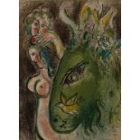 Marc Chagall, "Paradies mit grünem Esel"träumerische Komposition aus Eselskopf in Grün und zweier