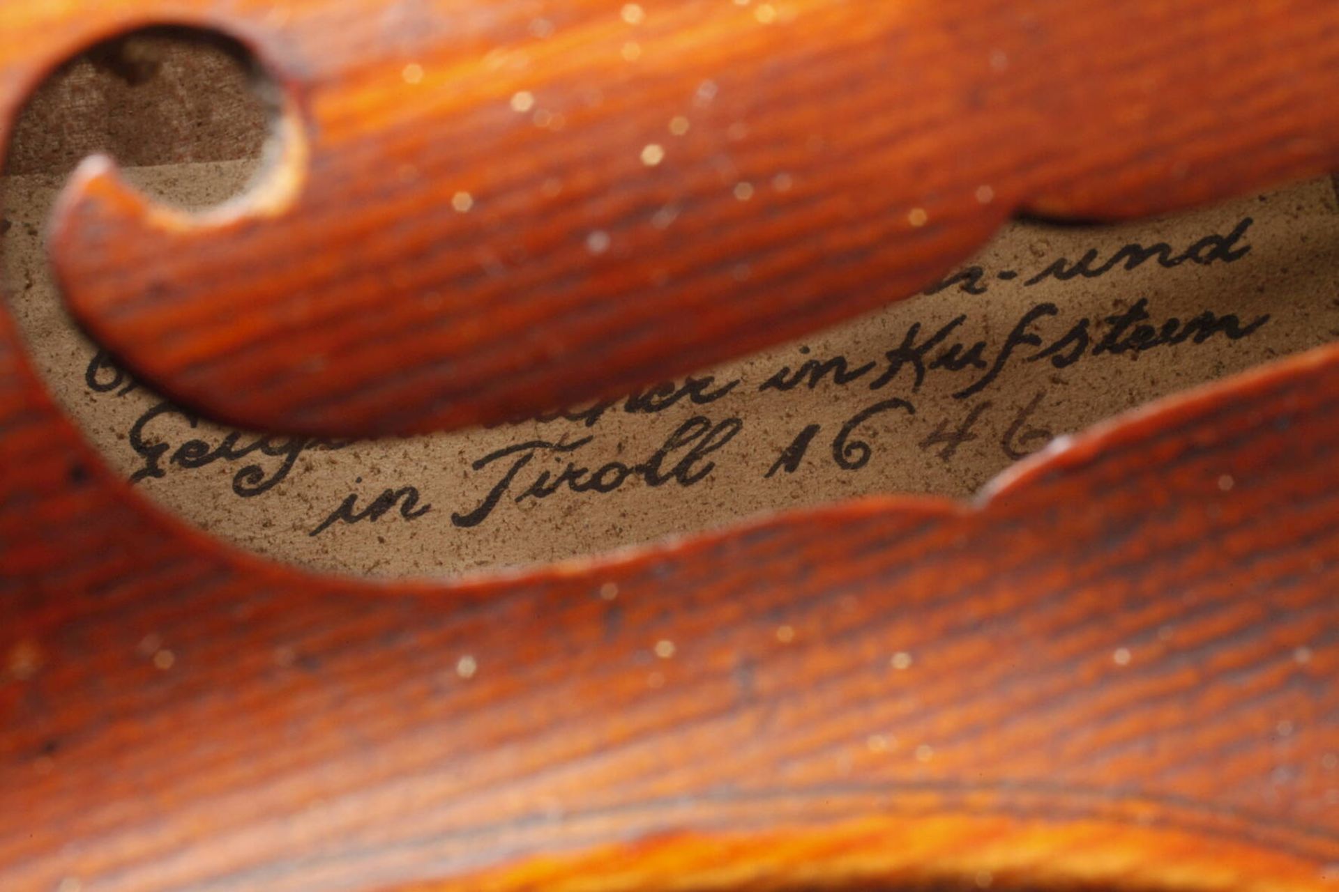 Violine im Etuium 1900, innen mit handschriftlichem Klebezettel Marcus Stainer Tiroll 1646, - Image 8 of 9