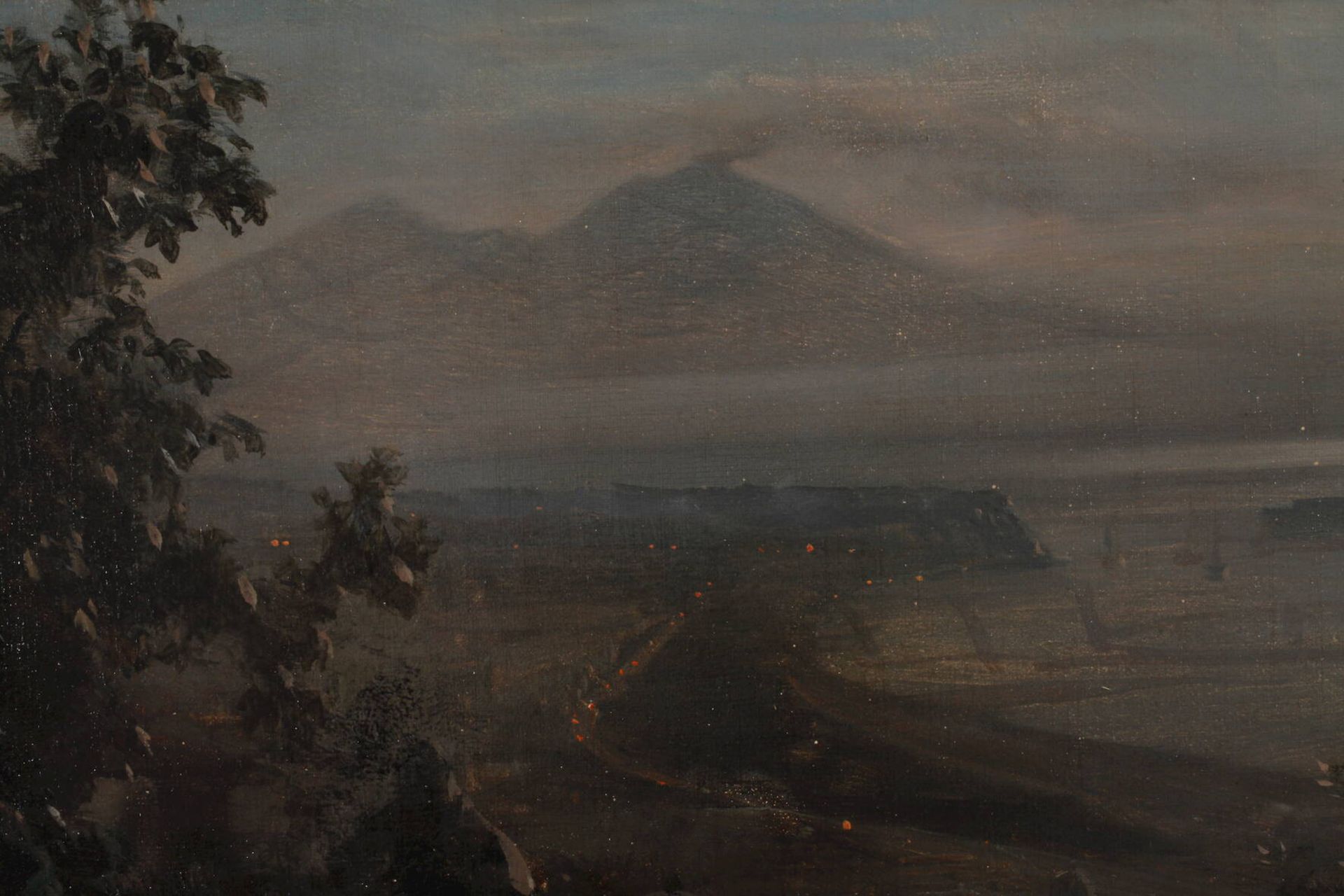 Prof. Oswald Achenbach, Nächtlicher Blick auf den VesuvBlick von der Festung Sant’Elmo über eine - Bild 6 aus 8