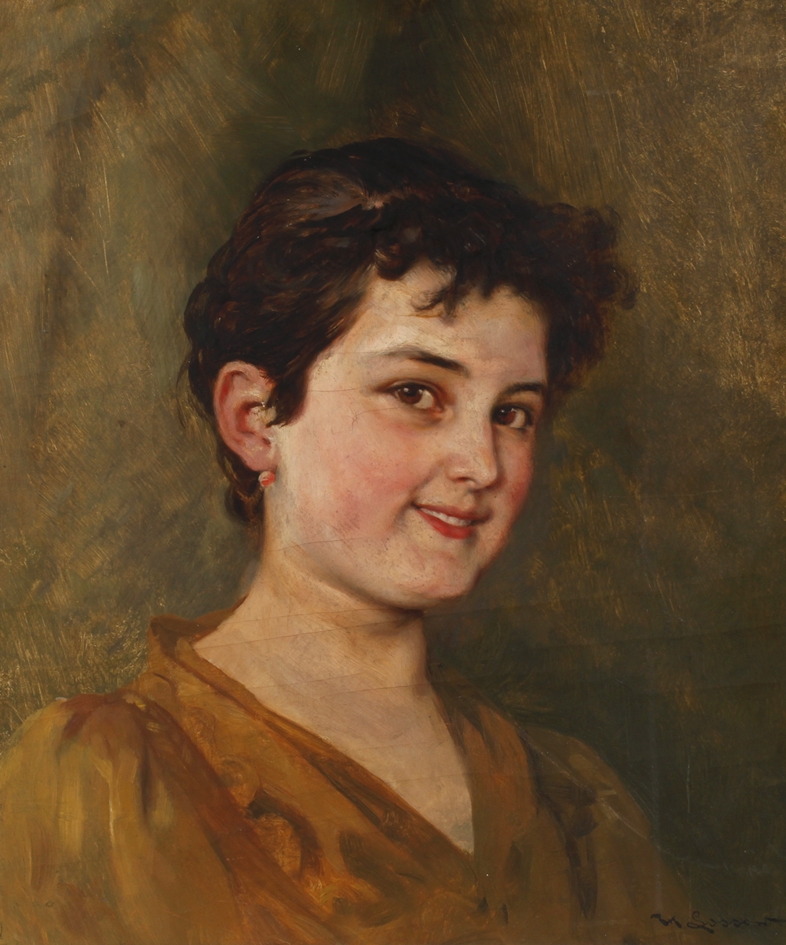 Heinrich Lossow, Bildnis einer jungen FrauPortrait einer freundlich den Betrachter anlächelnden