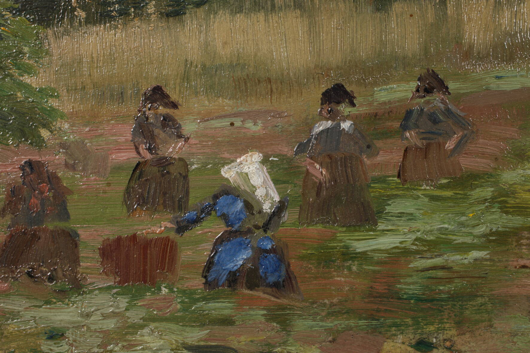 Oswald Gette, Frauen bei der Feldarbeitspätsommerliche Landschaft, pastose Genremalerei, Öl auf - Image 4 of 6