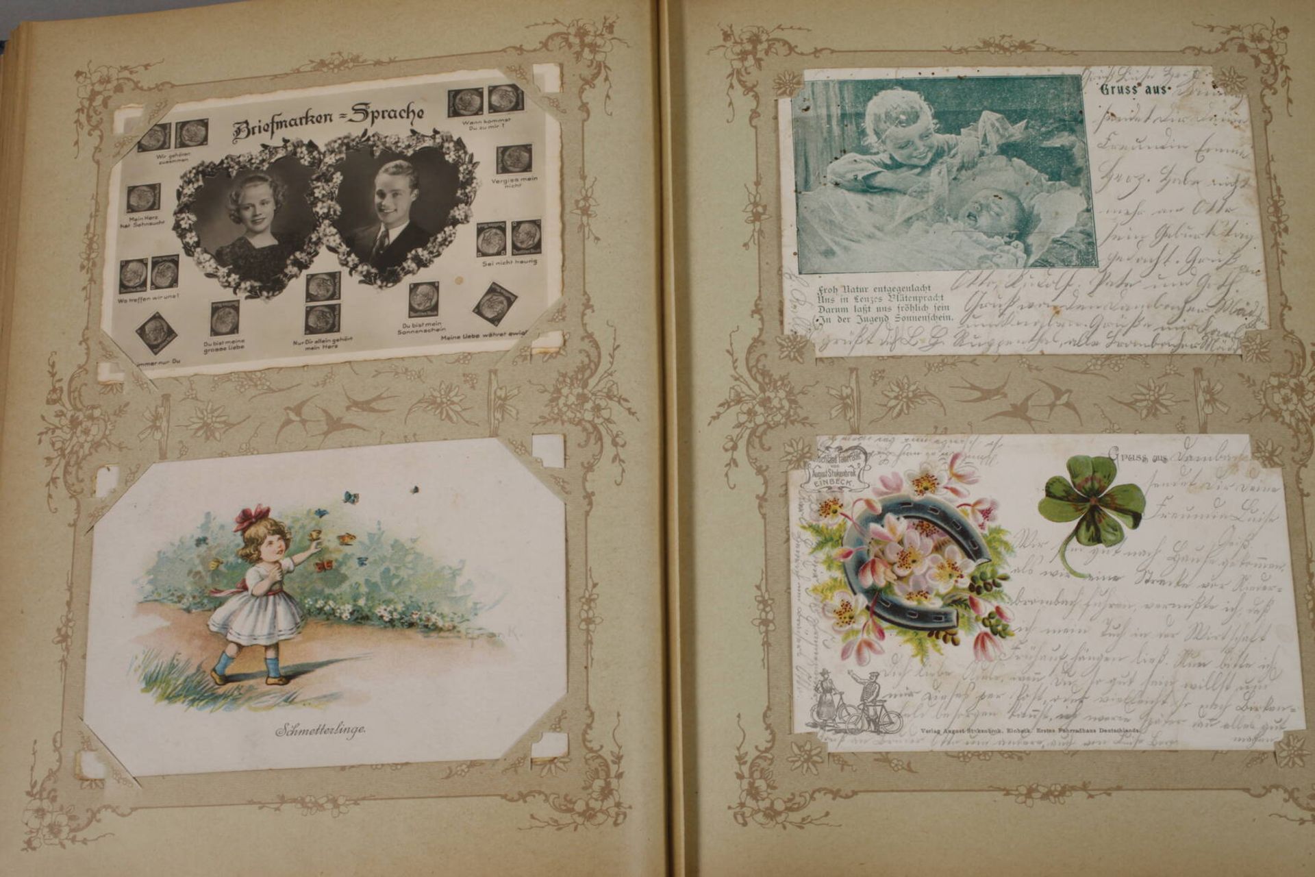 Ansichtskartenalbumvor 1945, ca. 300 Motiv-, Serien- und Kitschpostkarten in gut erhaltenem Album um - Image 5 of 11