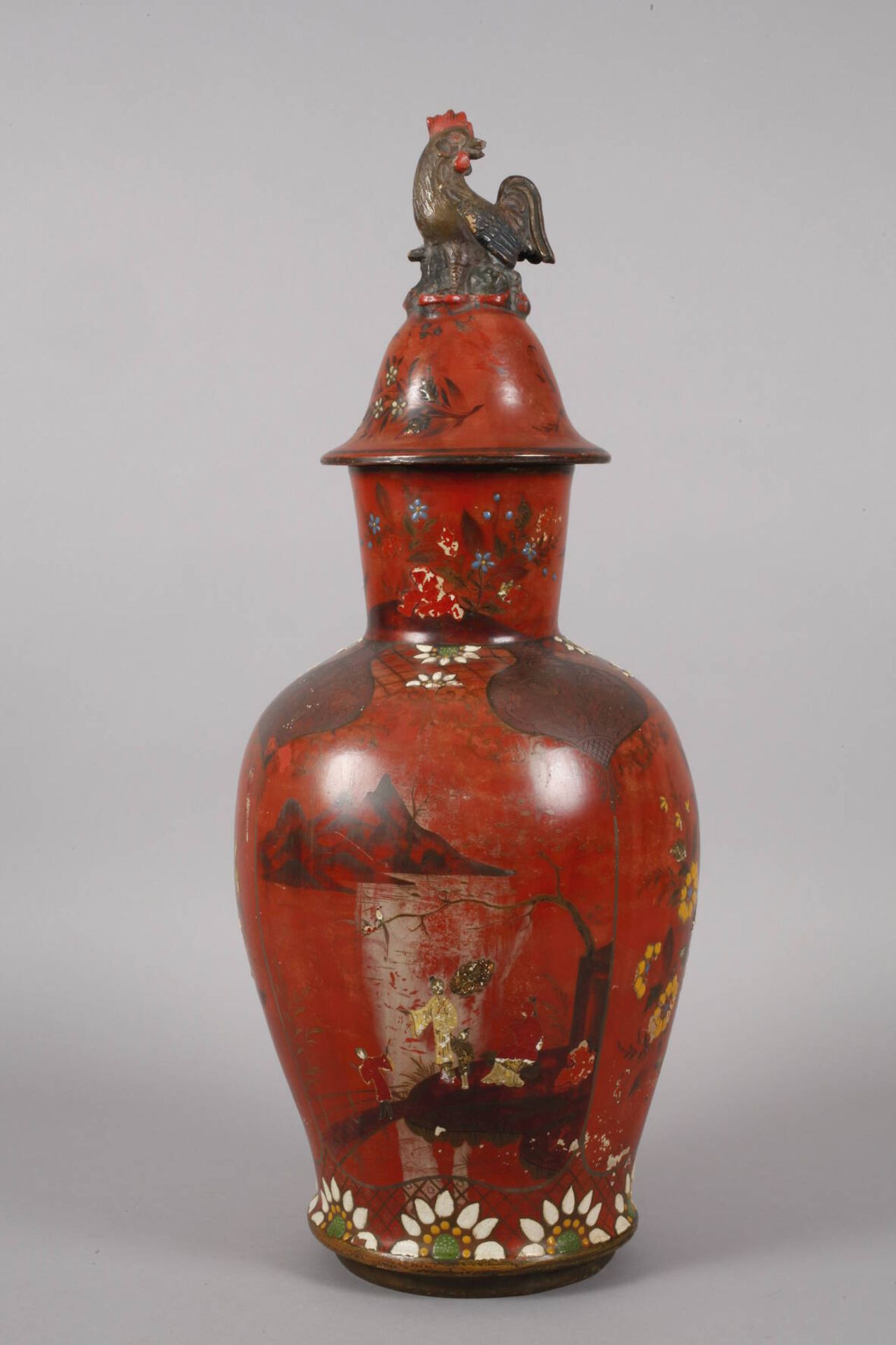 Große Berliner Lackvase mit Chinoiserien1. Hälfte 19. Jh., ungemarkt, cremefarbener Scherben mit - Image 2 of 6