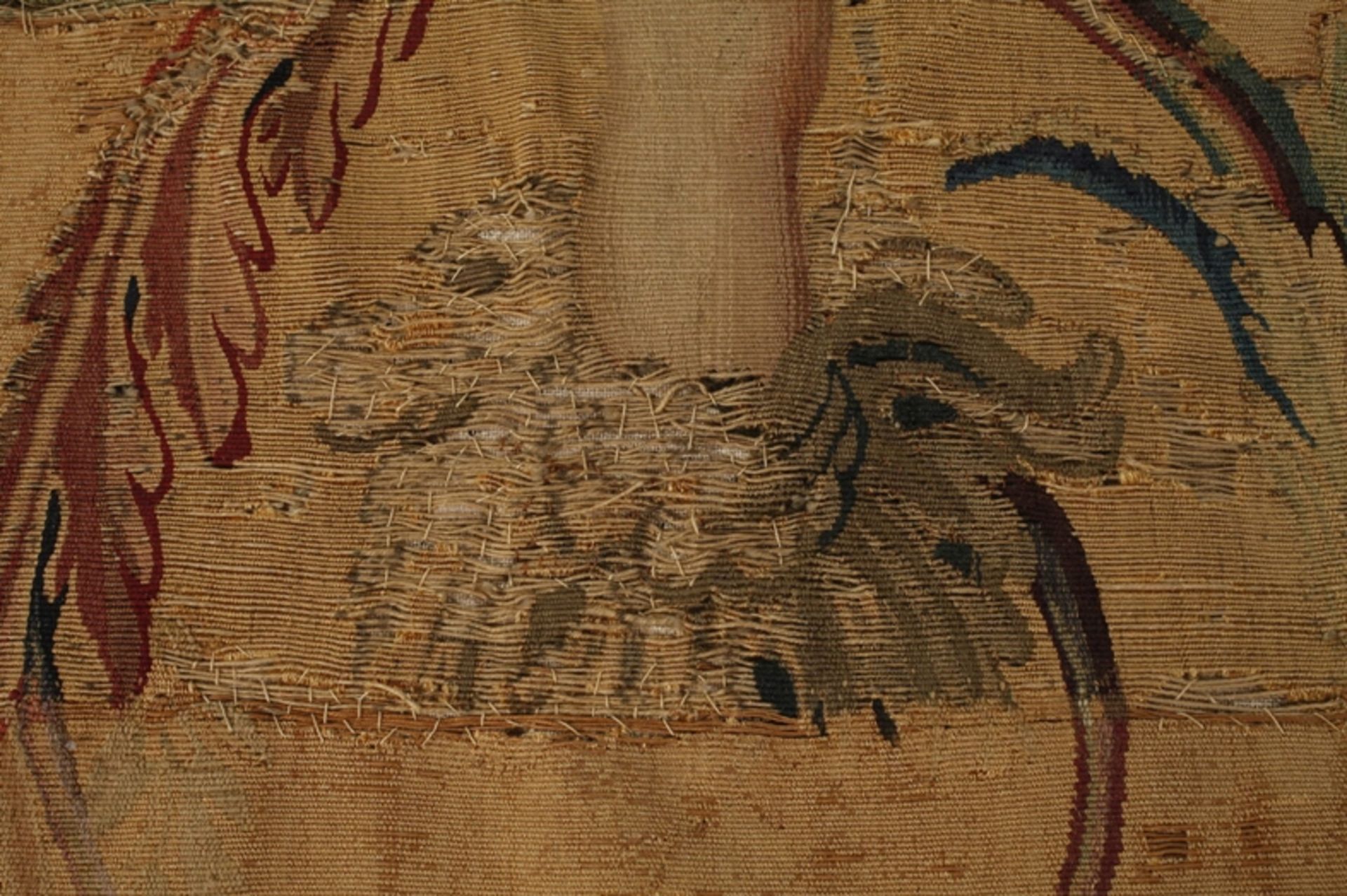 Tapisserie Aubusson18. Jh., unsigniert, im Empirestil verzierter Wandteppich mit zwei Putti, - Image 2 of 5