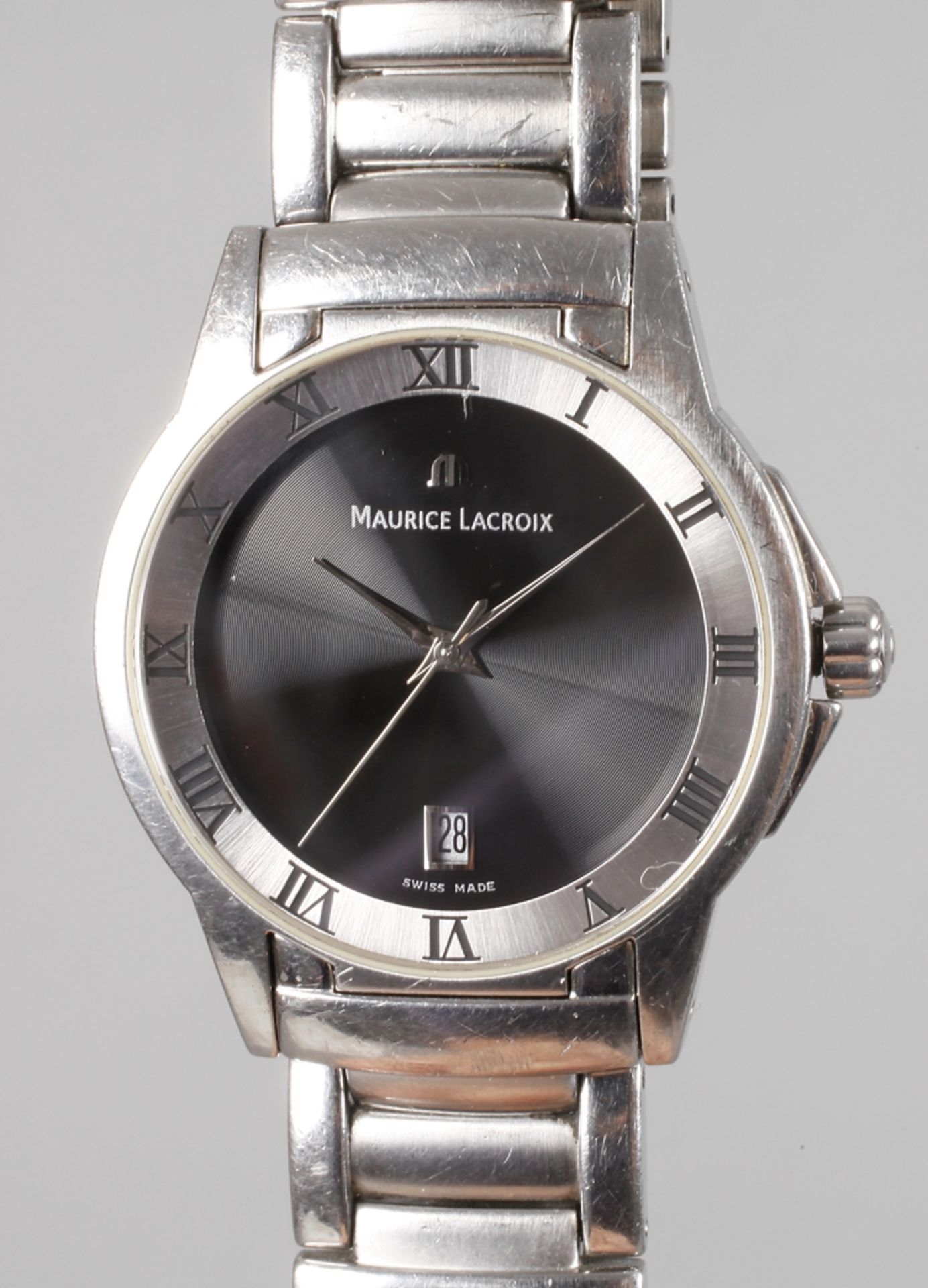 Armbanduhr Maurice Lacroixum 2000, Edelstahlgehäuse mit originalem Gliederarmband und Doppel-