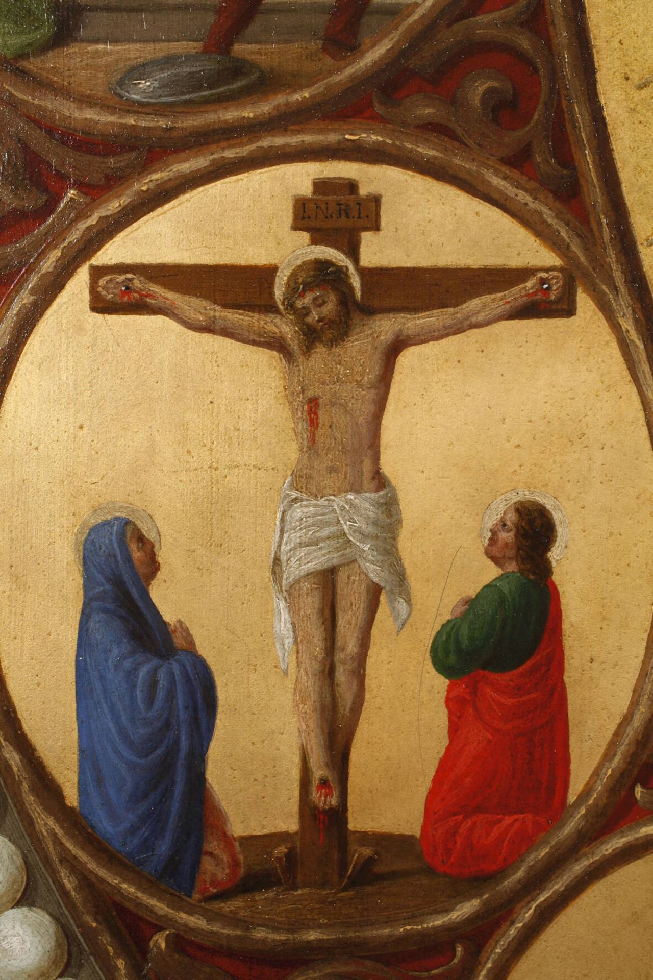 Josef Mánes, RosenkranzmadonnaMaria mit dem Jesuskind im Arm, welches einen Rosenkranz in seinen - Bild 7 aus 10