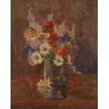 Hans Sachs, BlumenstraußstudieBechervase mit buntem Strauß aus Kornblumen, Mohn, Glockenblumen,