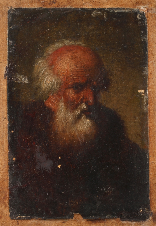 HerrenportraitBildnis eines bärtigen alten Mannes in dunkler Kleidung, miniaturhafte