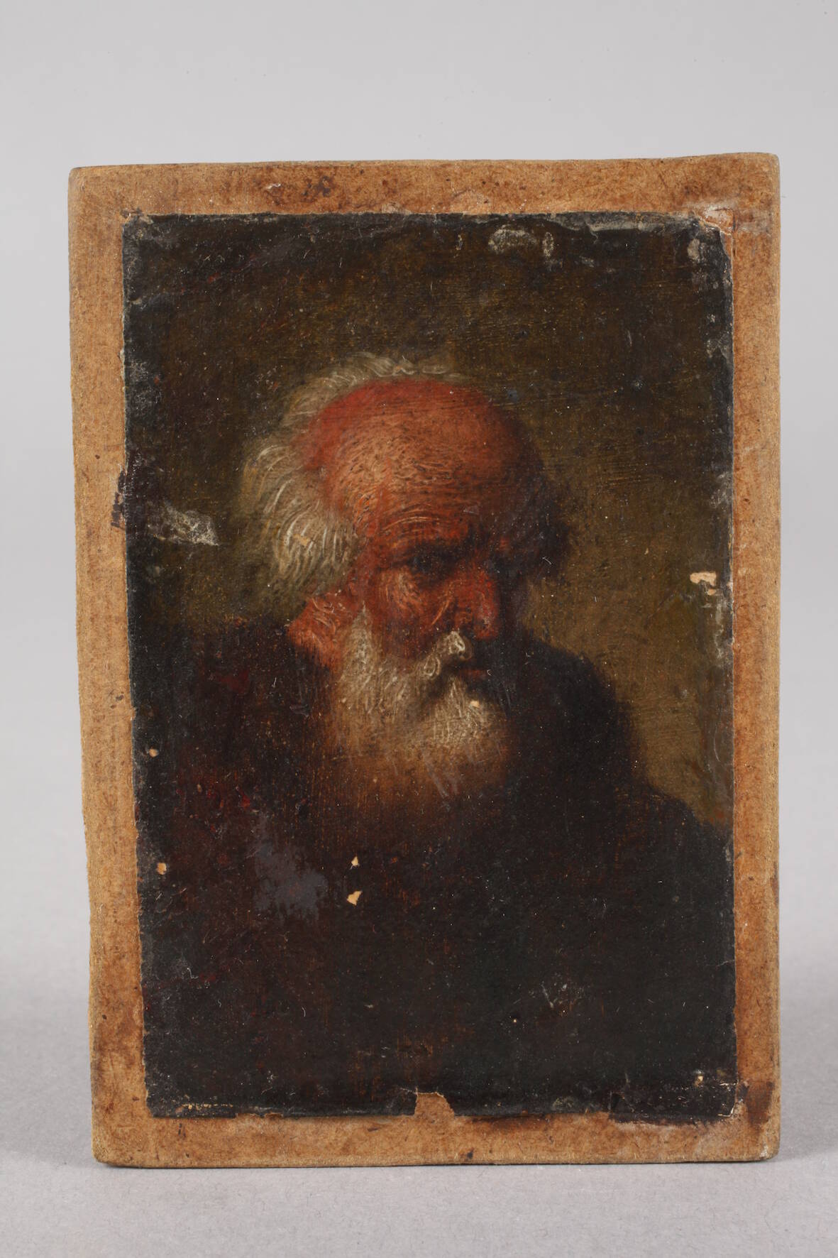 HerrenportraitBildnis eines bärtigen alten Mannes in dunkler Kleidung, miniaturhafte - Image 2 of 5