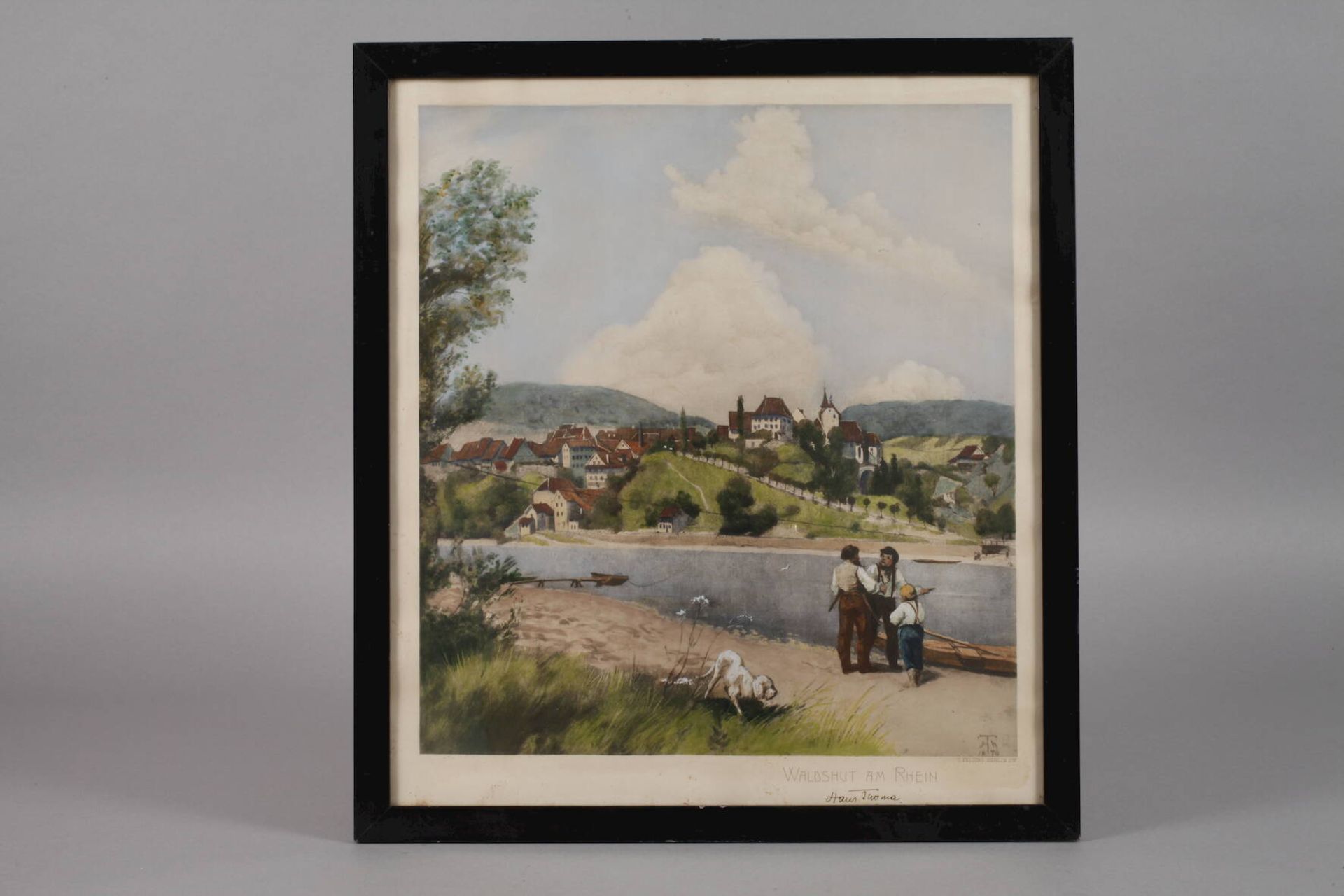 Prof. Hans Thoma, "Waldshut am Rhein"Farblichtdruck nach dem Gemälde „Waldshut am Rhein“ von Hans - Image 2 of 3