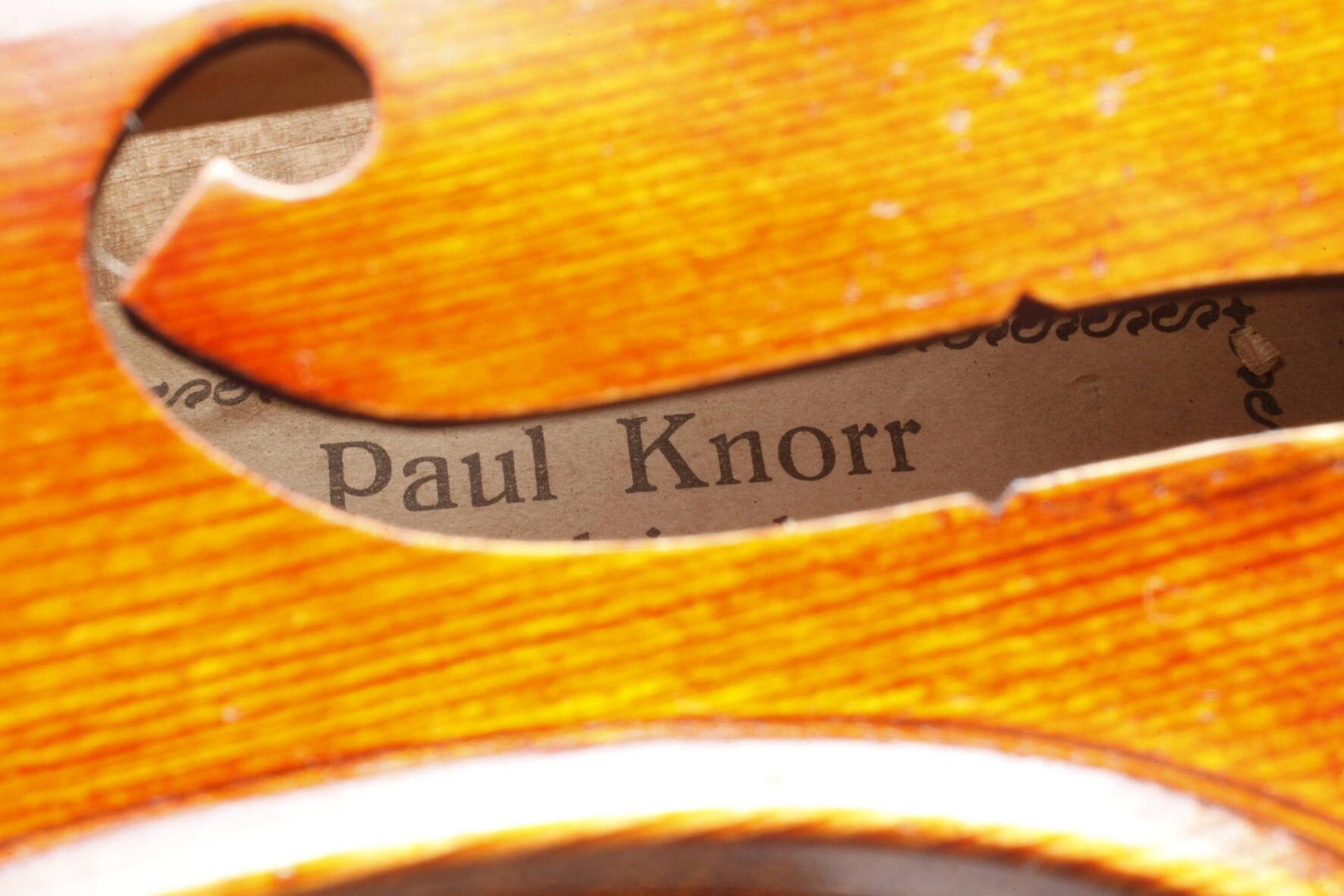 Meistervioline Paul Knorrmit Klebeetikett Paul Knorr Markneukirchen 1955, geteilter, überaus - Image 7 of 10