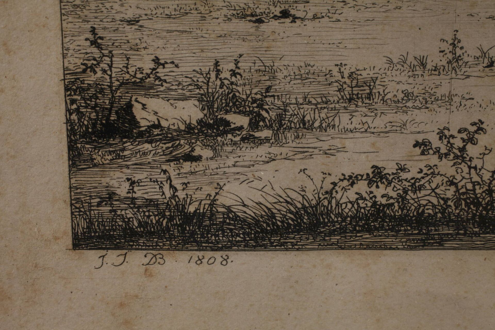 Jean-Jacques de Boissieu, "Der Hufschmied"ländliche Szene mit verfallenen Häusern und Hufschmied, - Image 3 of 3