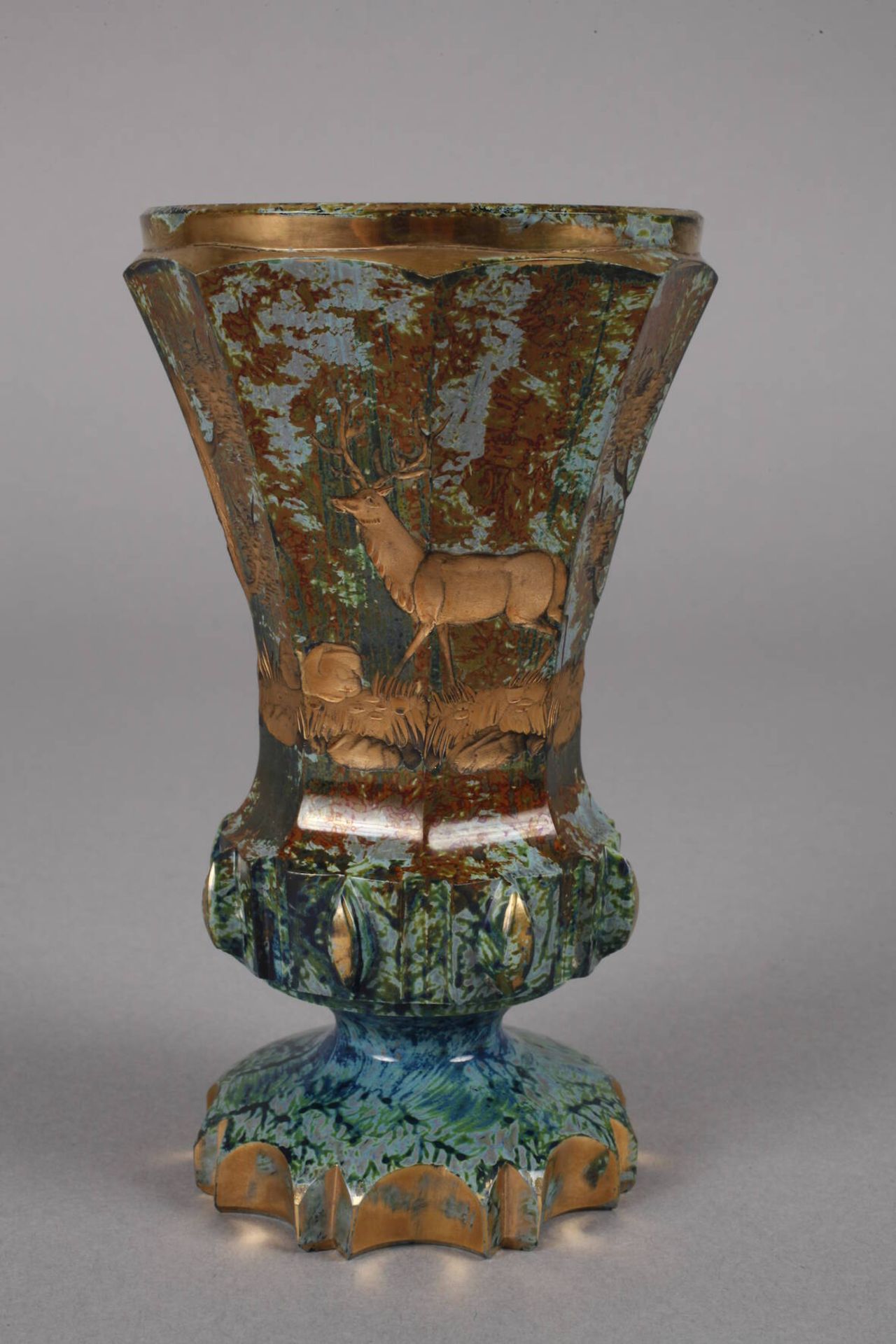 Ranftbecher2. Hälfte 20. Jh., in Art der Egermann-Gläser, kobaltblaues Glas mit Reduktionsbeize, - Image 2 of 5