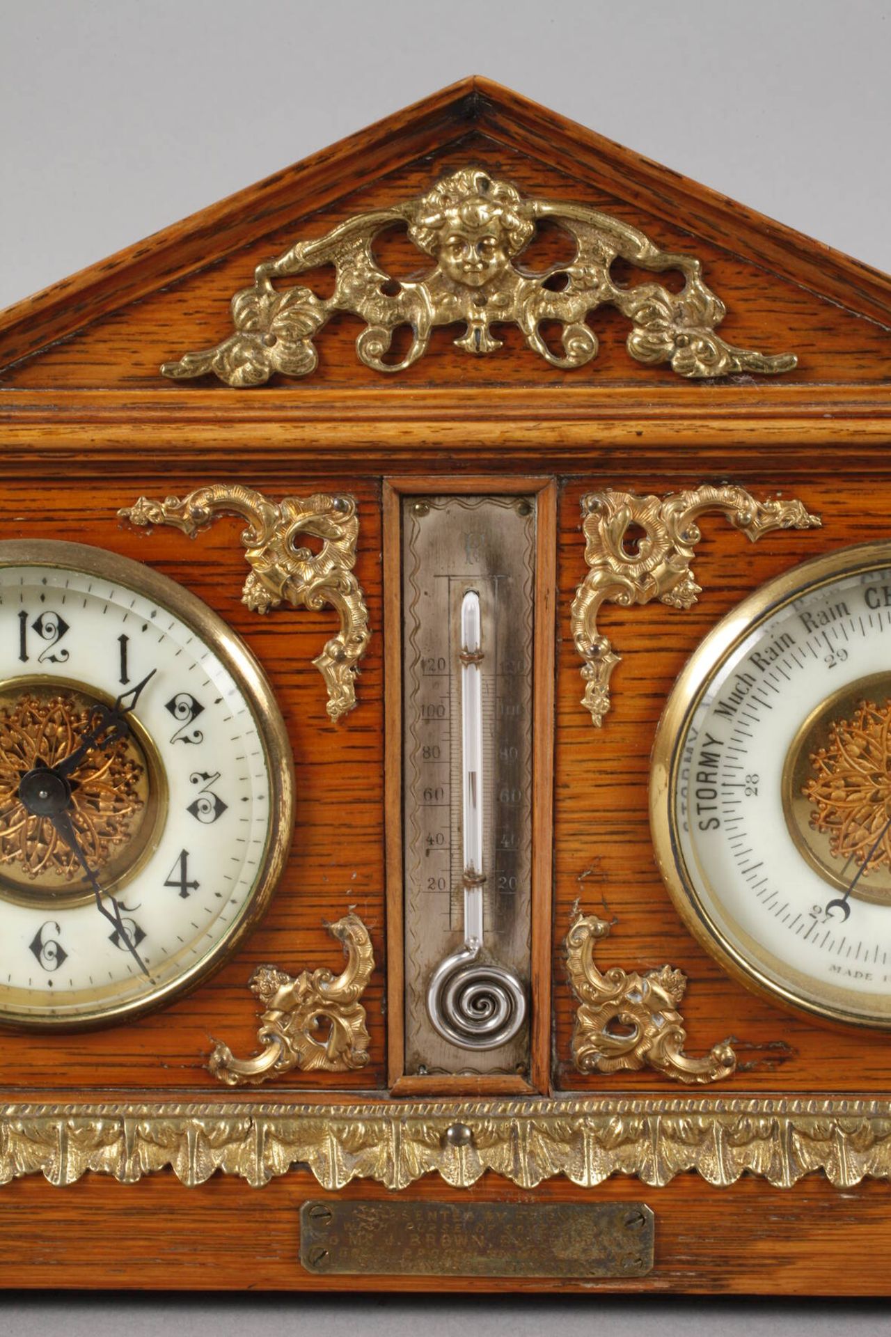 Wetterstation mit Uhrum 1890, später datiert 1903, bezeichnet Made in Paris, Gehäuse aus massiver - Image 4 of 6