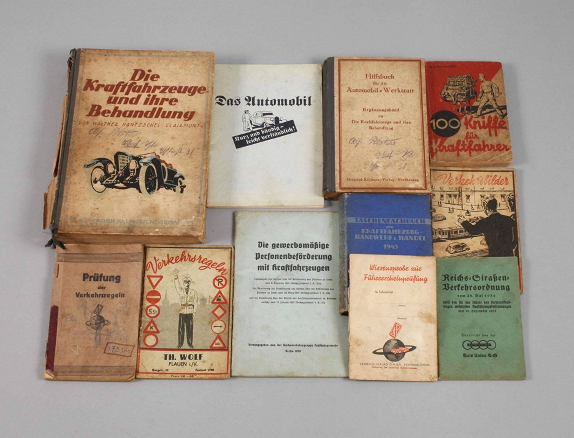 Konvolut Autoliteratur 1920–40er JahreTaschenfachbuch für Kraftfahrzeug-Handwerk u. Handel 1943,