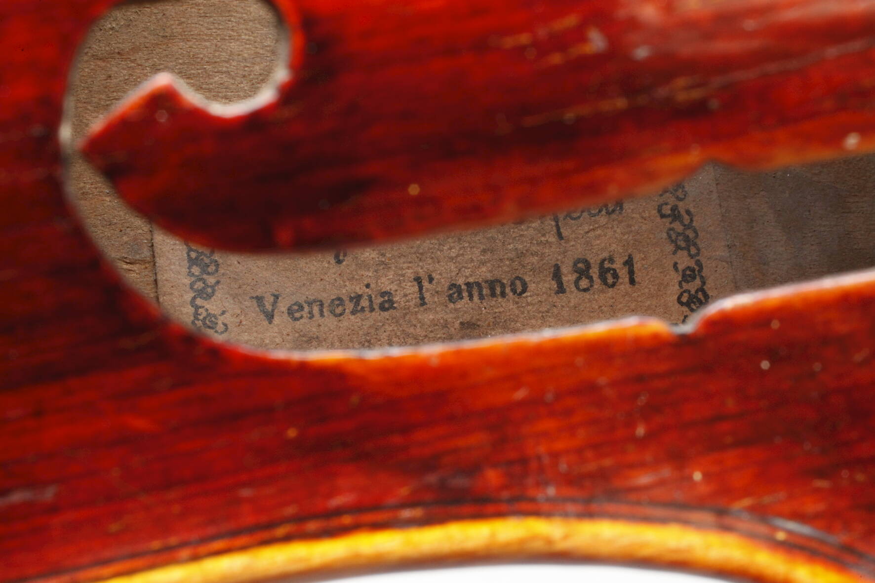 Violineauf Klebezettel gemarkt und datiert Luigi Fabius Venezia 1861, ungeteilter Wurzelholzboden in - Image 8 of 8