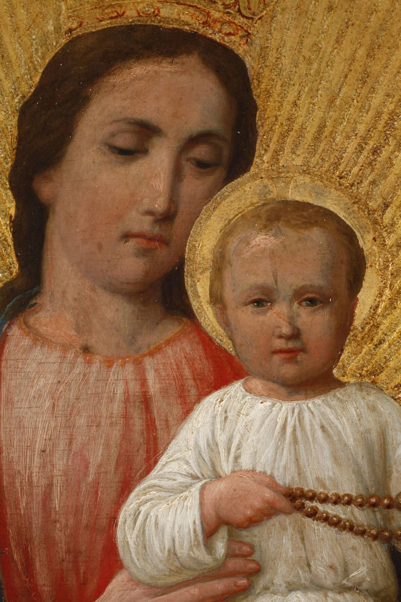 Josef Mánes, RosenkranzmadonnaMaria mit dem Jesuskind im Arm, welches einen Rosenkranz in seinen - Image 4 of 10